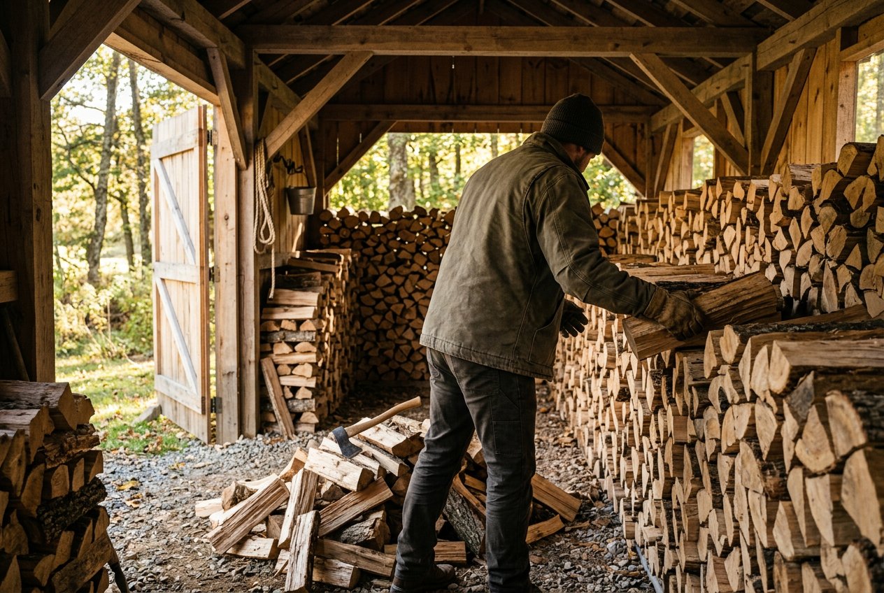 Каминный запас на сезон в Барыбине, берёза естественной сушки